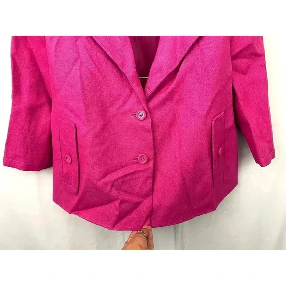 Talbots Pink Button Front Blazer Jacket Womens 12 100% Linen - Business Wear - Picture 7 of 9